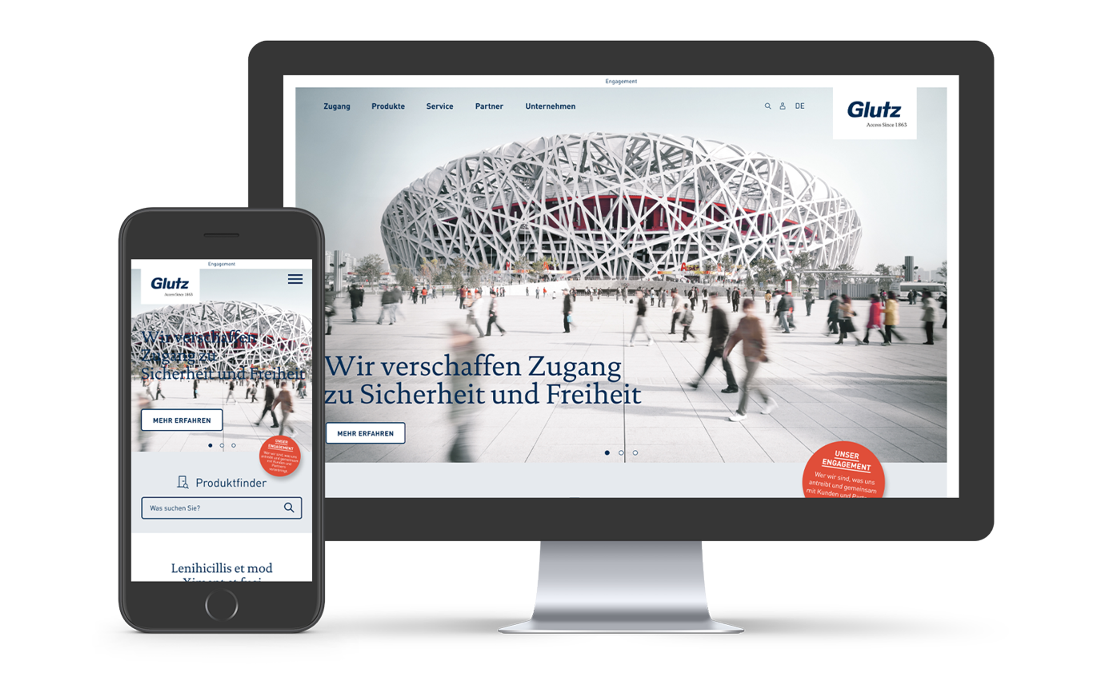 Startseite der Website der Glutz AG