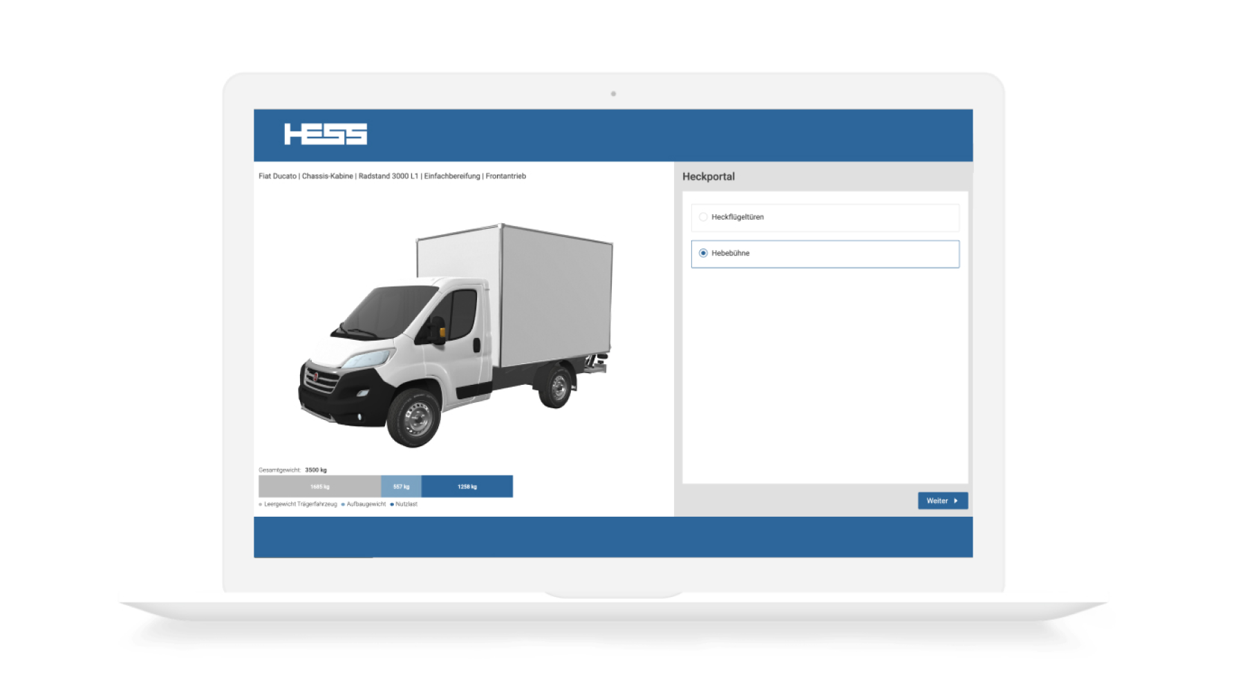Hess 3D Kofferaufbau-Konfigurator