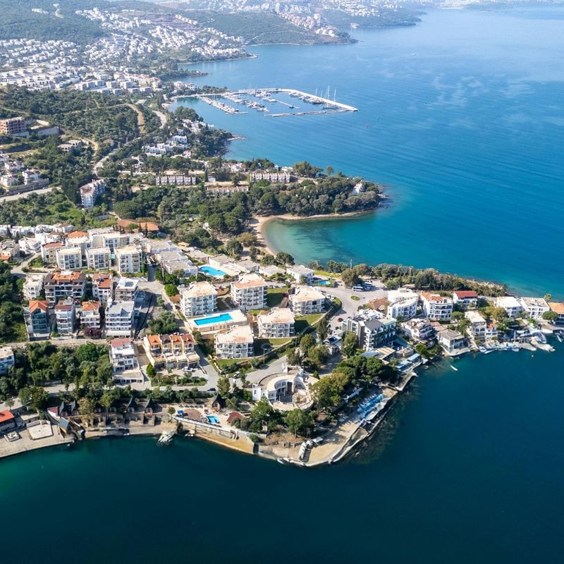 Aerial View of Bodrum Coastline in Türkiye