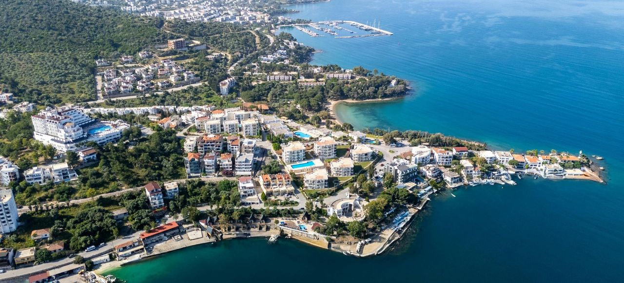 Aerial View of Bodrum Coastline in Türkiye