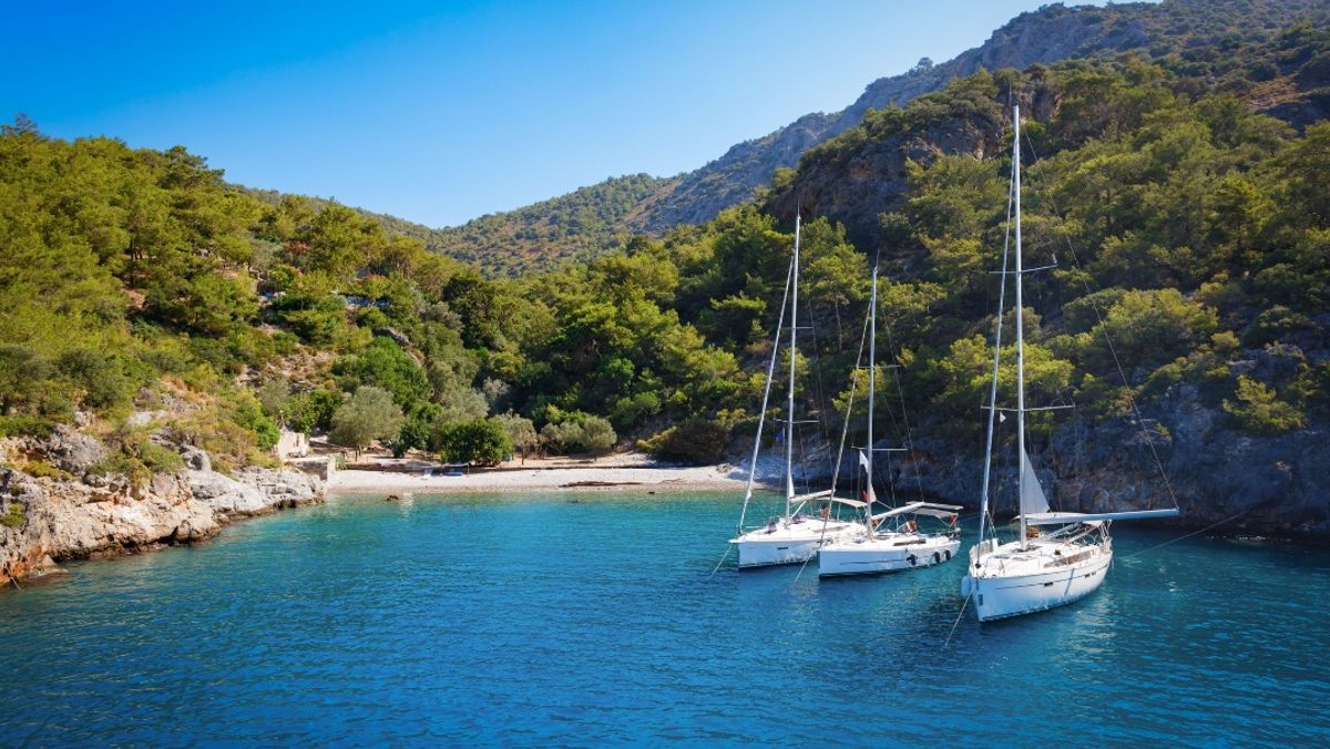 Yachts at the Cold Water Bay near Oludeniz village, Fethiye dist