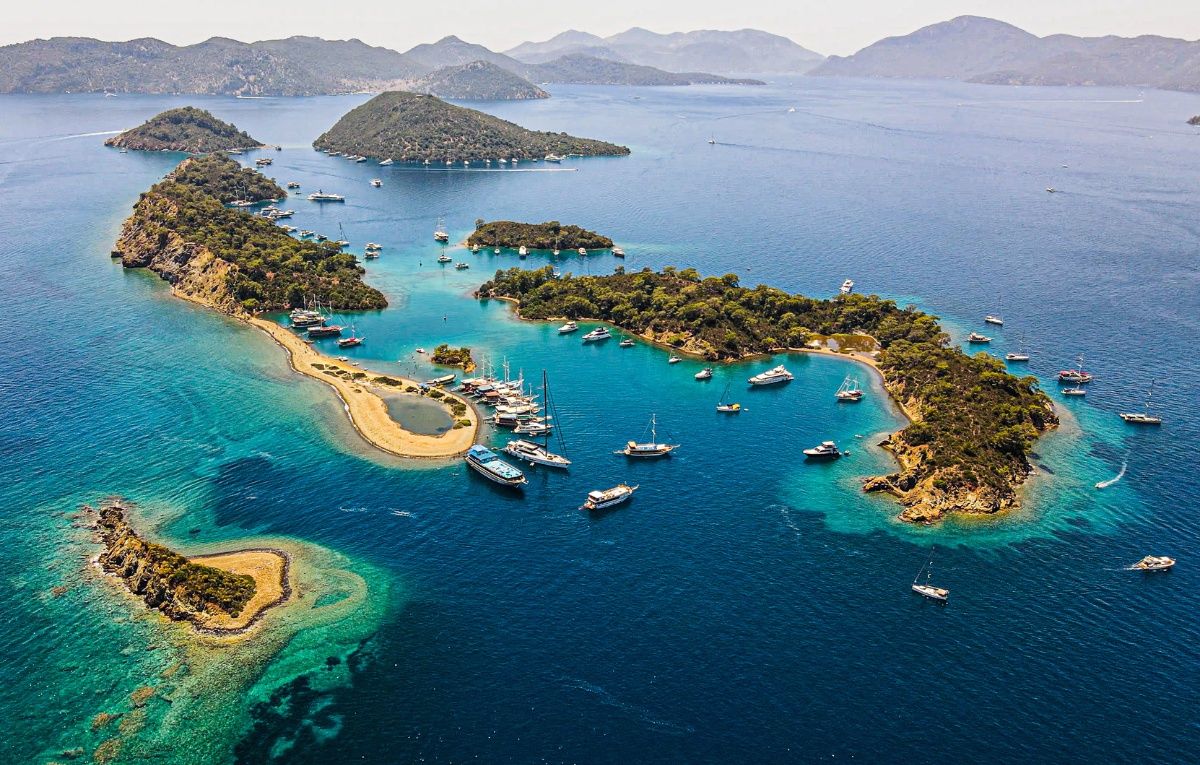 Aerial panoramic view of yassıca islands