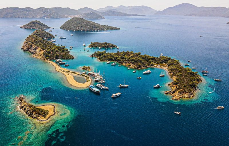 Aerial panoramic view of yassıca islands