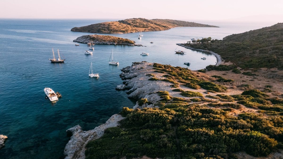 Drone View Aquarium Bay at Bodrum Turkey