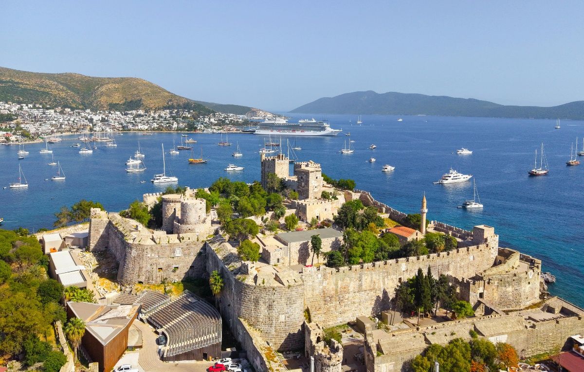 Aerial View of Bodrum Castle and Harbor