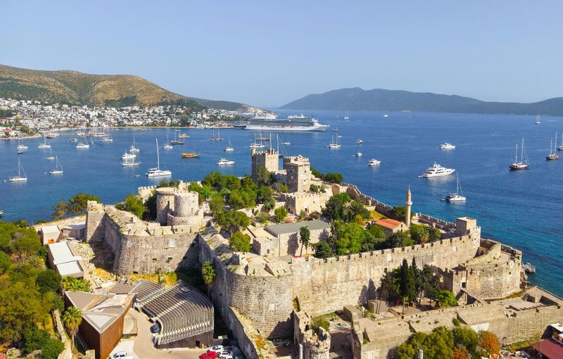 Aerial View of Bodrum Castle and Harbor