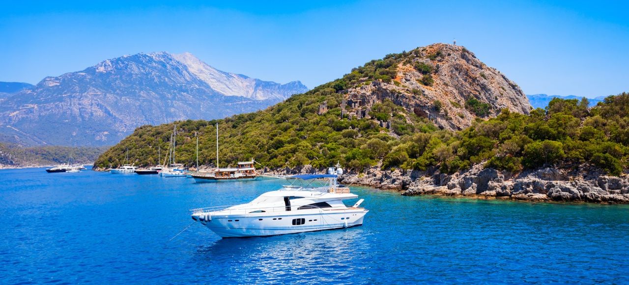 Boat at the Gemiler or St. Nicholas Island in Turkey