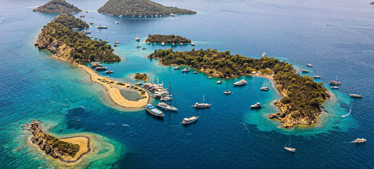 Aerial panoramic view of yassıca islands