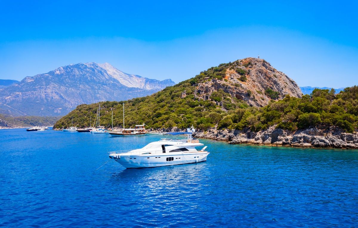 Boat at the Gemiler or St. Nicholas Island in Turkey