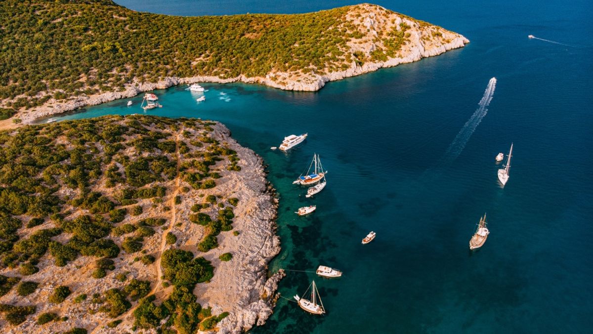 Aerial View Aquarium Bay at Bodrum