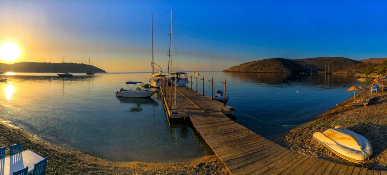 Panoramic view from Çökertme Bay at sunrise