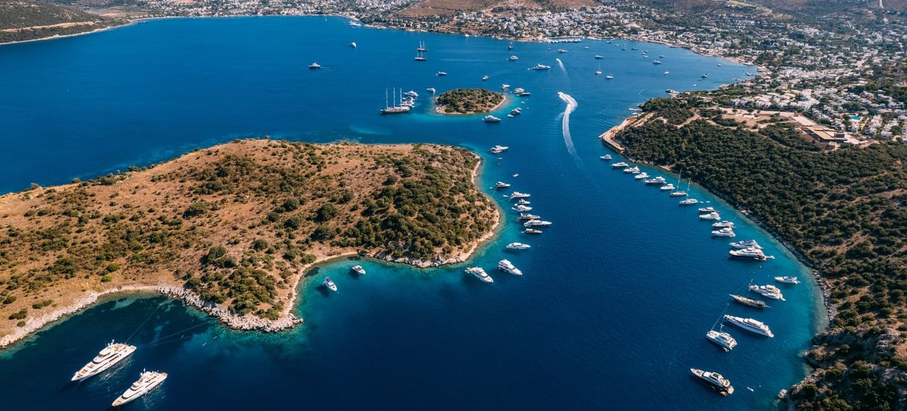 Aerial View of Türkbükü Bay at Bodrum Turkey
