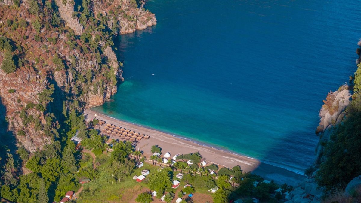 Aerial View of Butterfly Valley Beach in Turkey