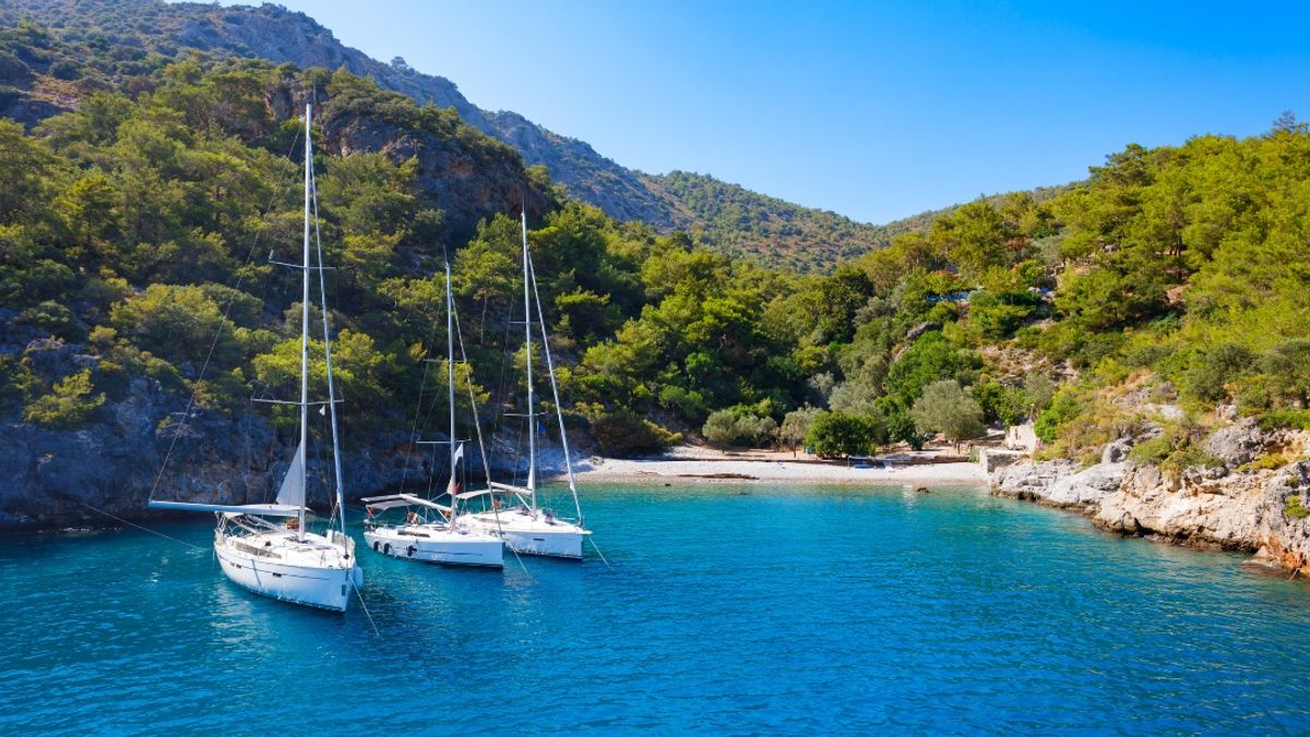 Yachts at the Cold Water Bay near Oludeniz village, Fethiye dist