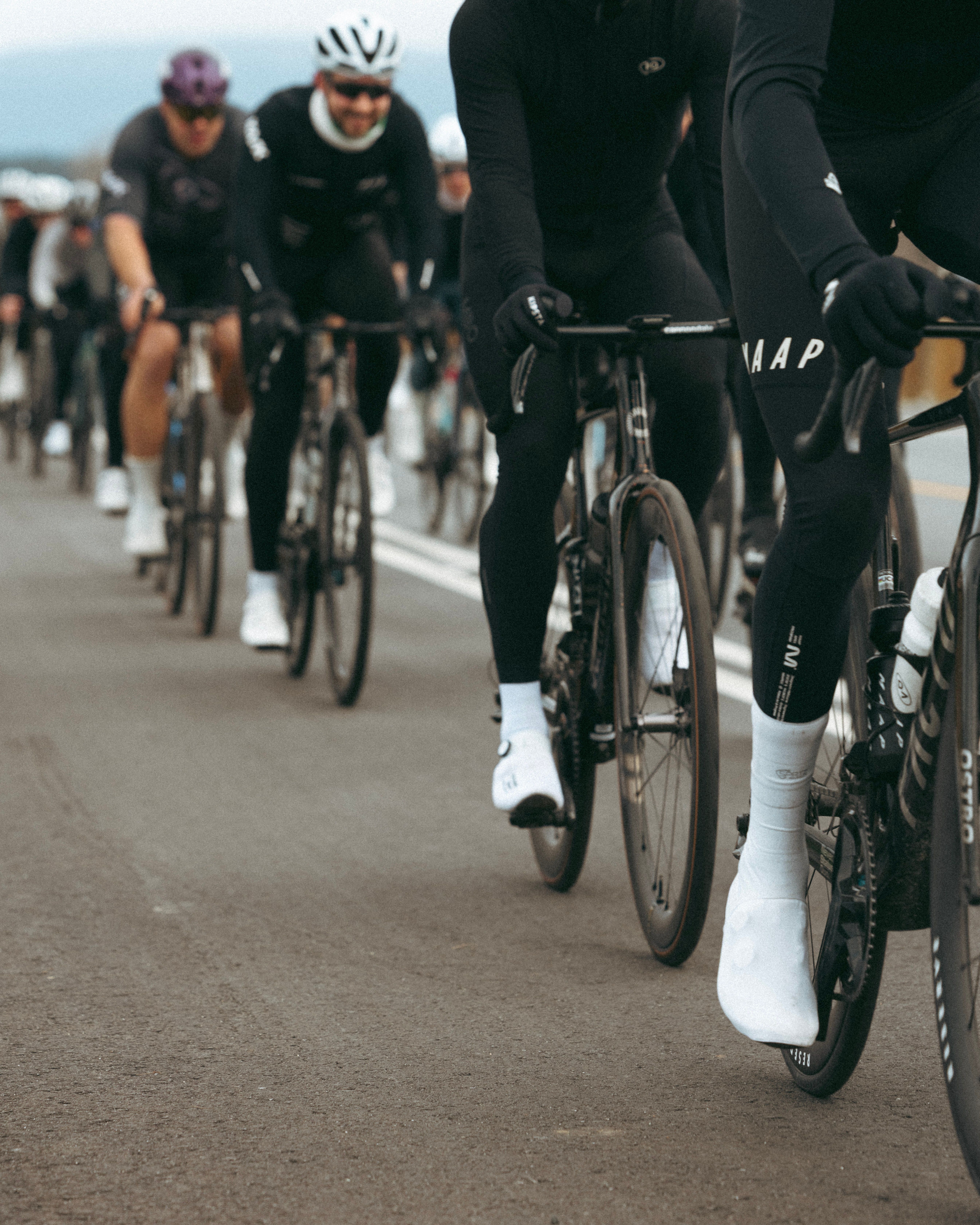 Cyclists riding - photo of their shoes