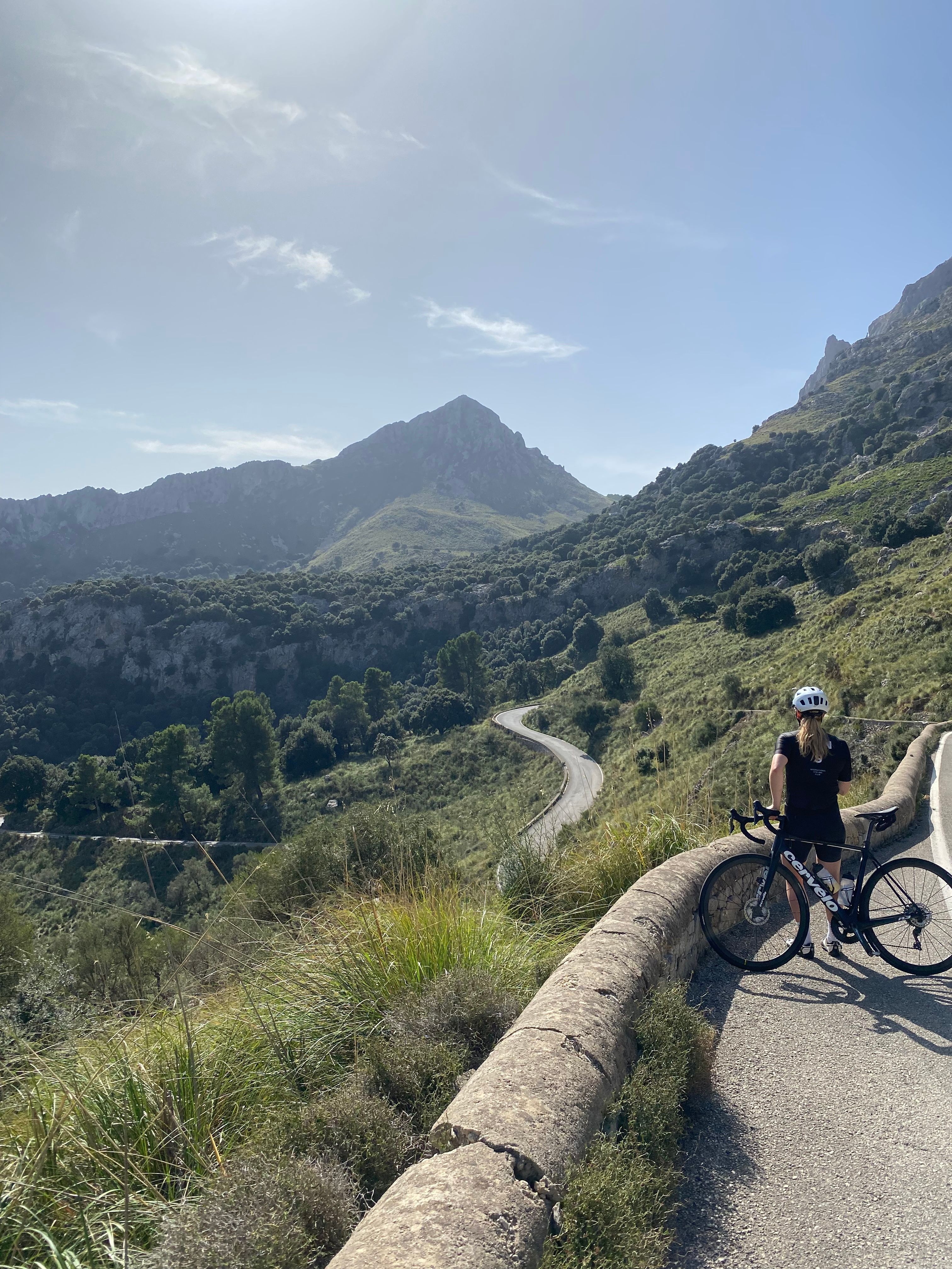 Cyclist taking in the view in Mallorca