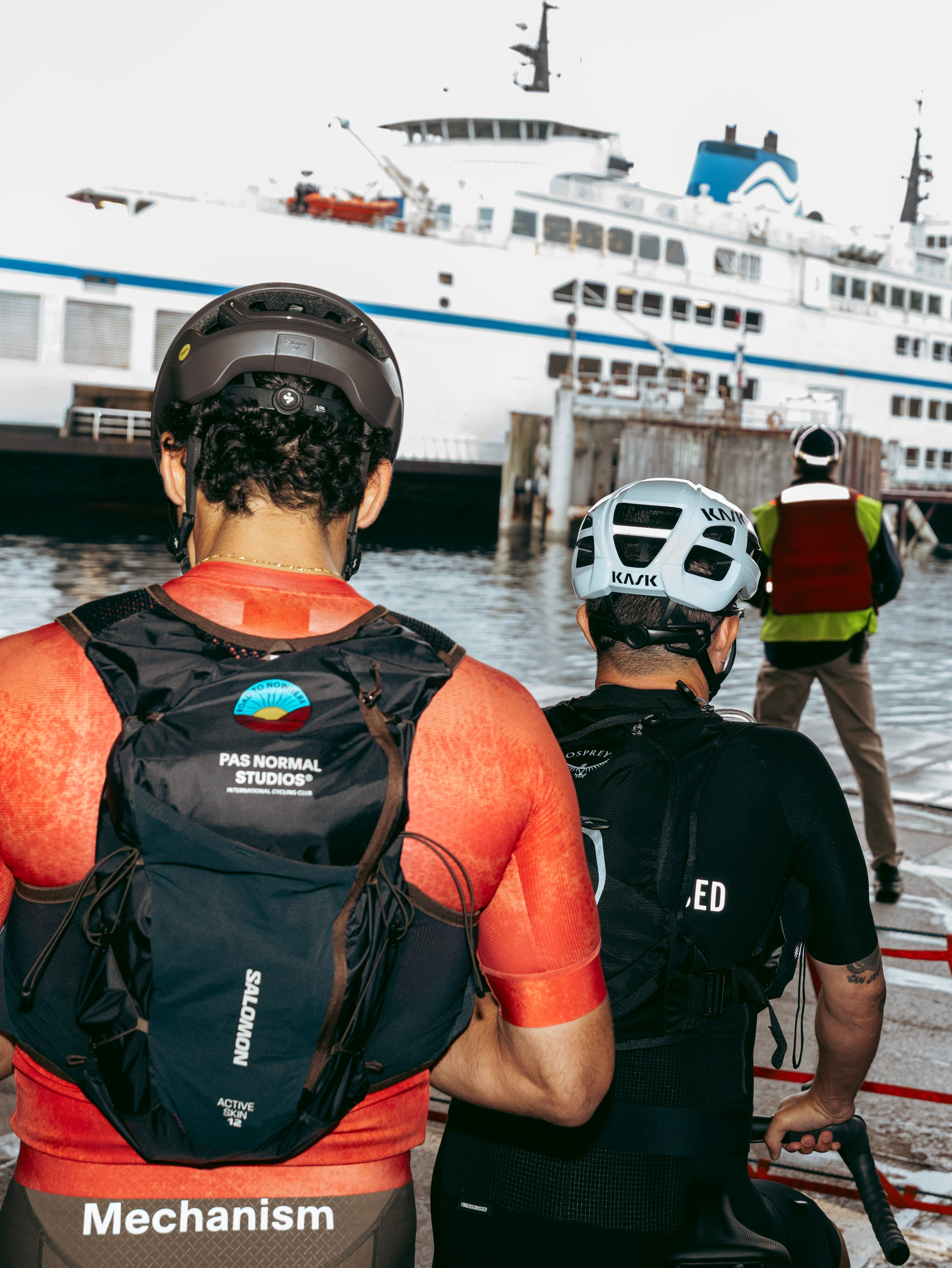 Cyclists waiting for the Vancouver Island Ferry