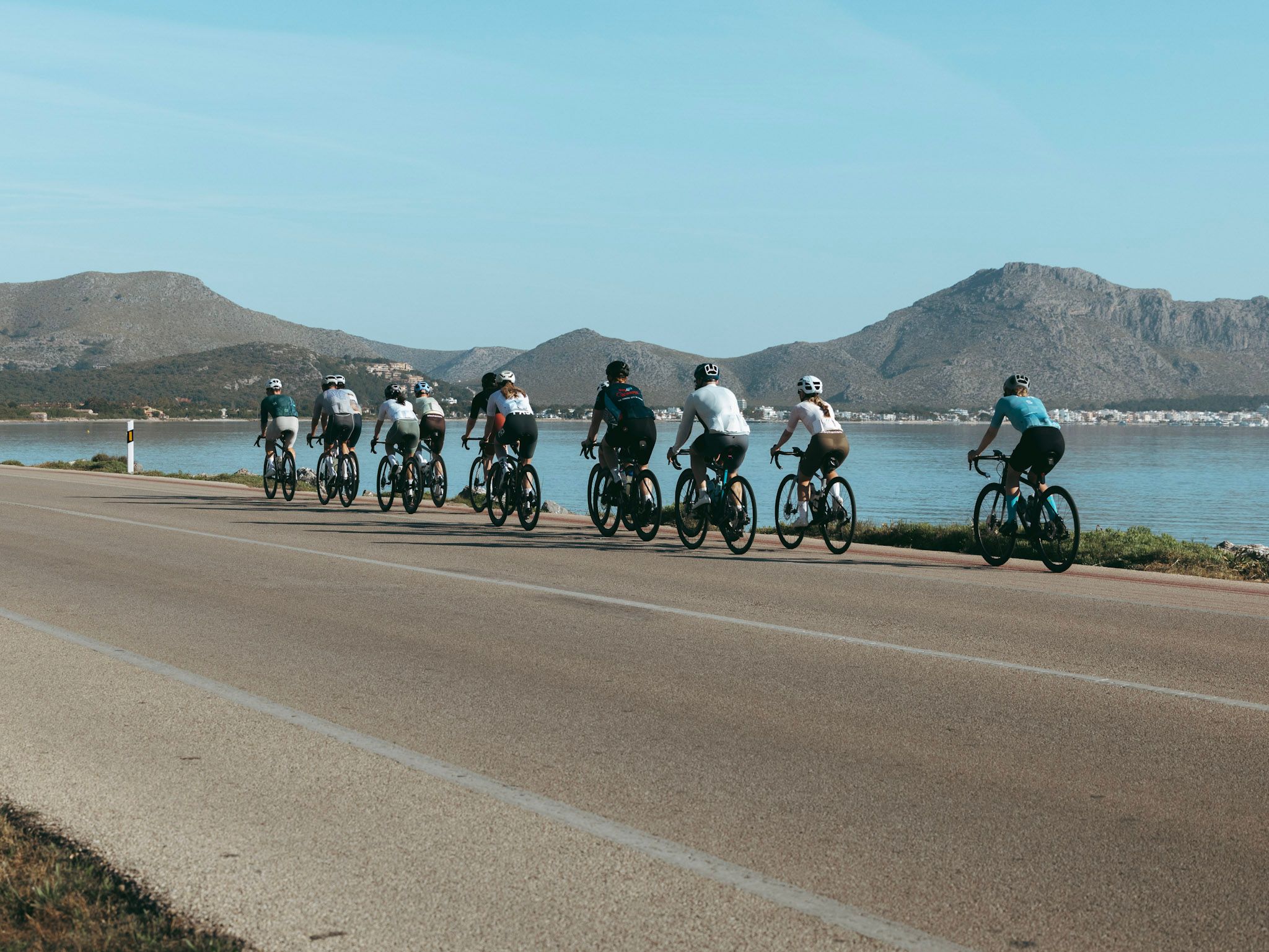 Riders riding on the waterfront in Mallorca