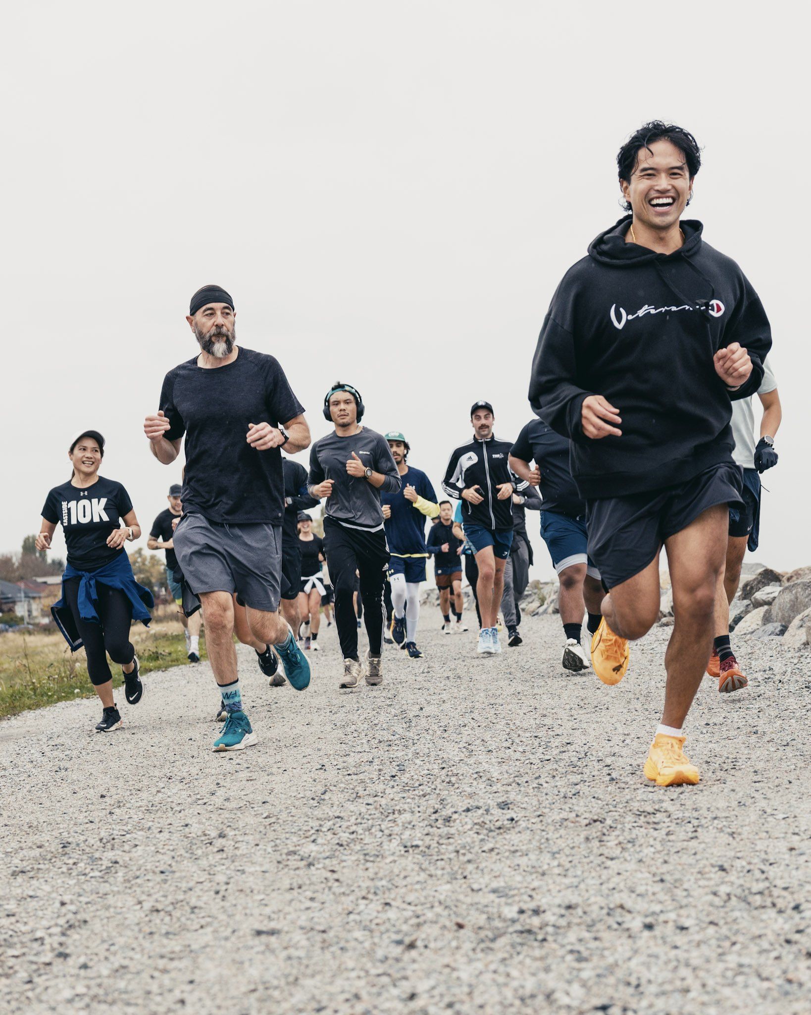 Enroute group trail run on a gravel road