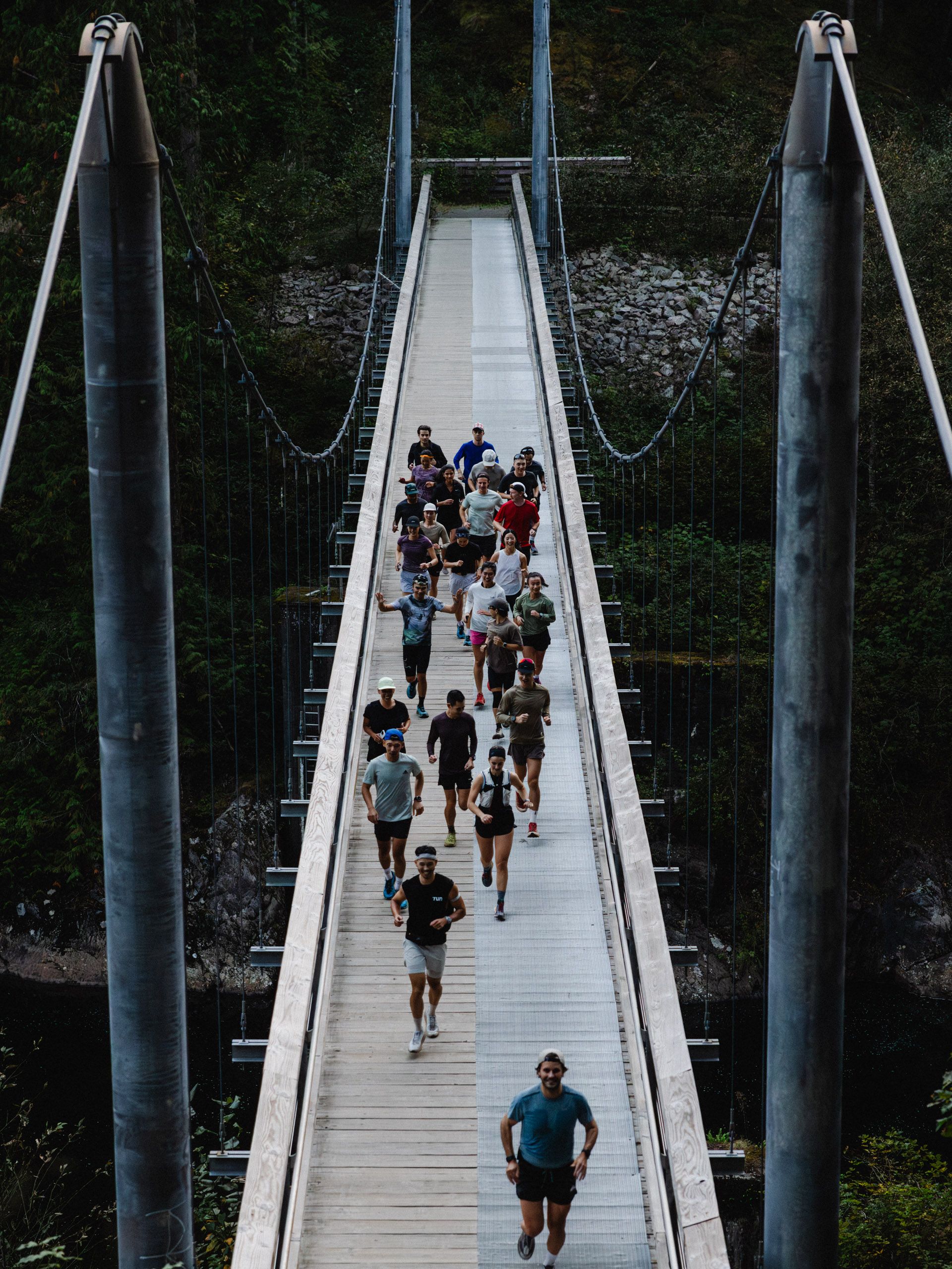 Group of people Trail Running Lynn Canyon Vancouver