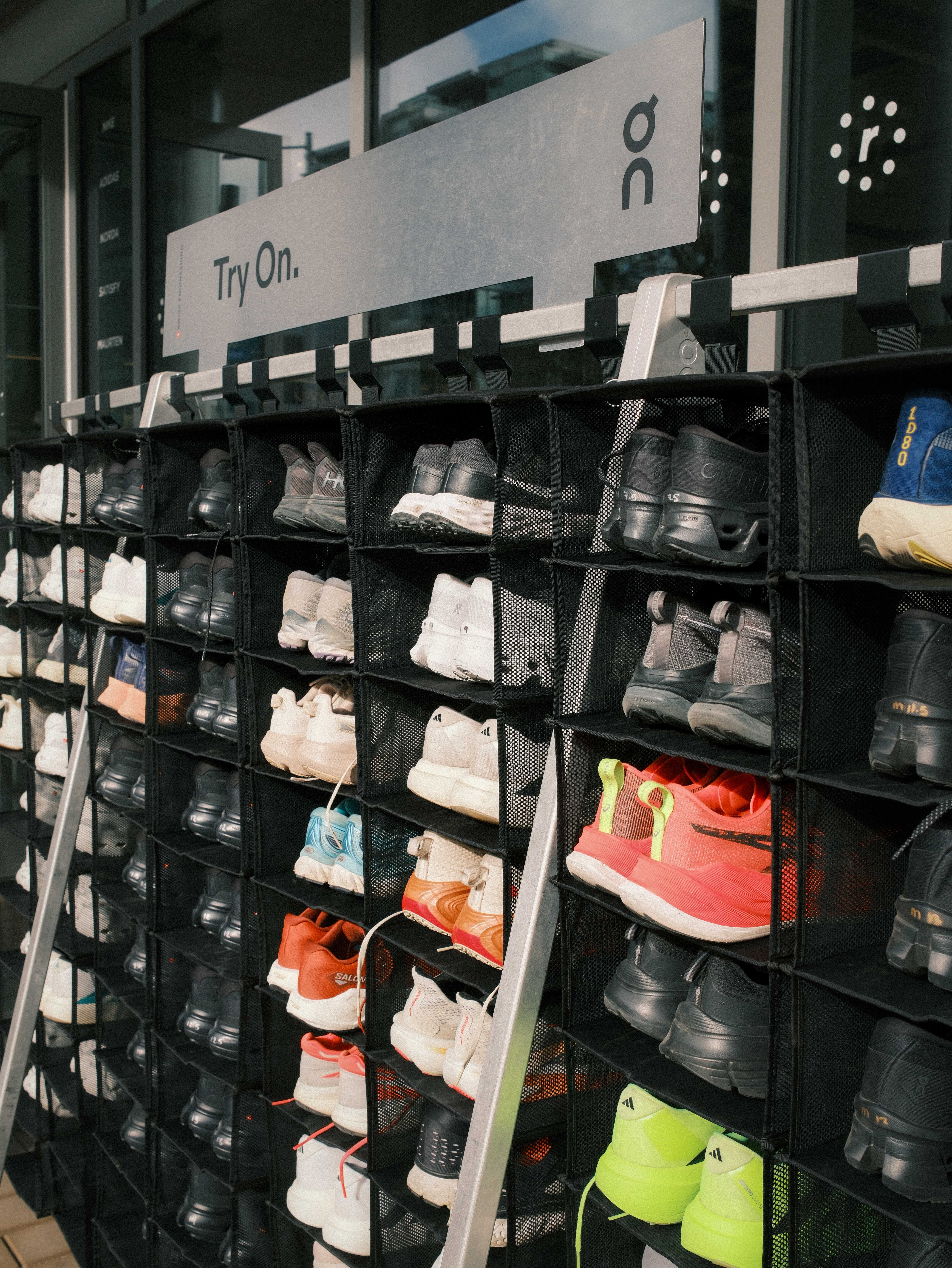 A rack of On Running Shoes