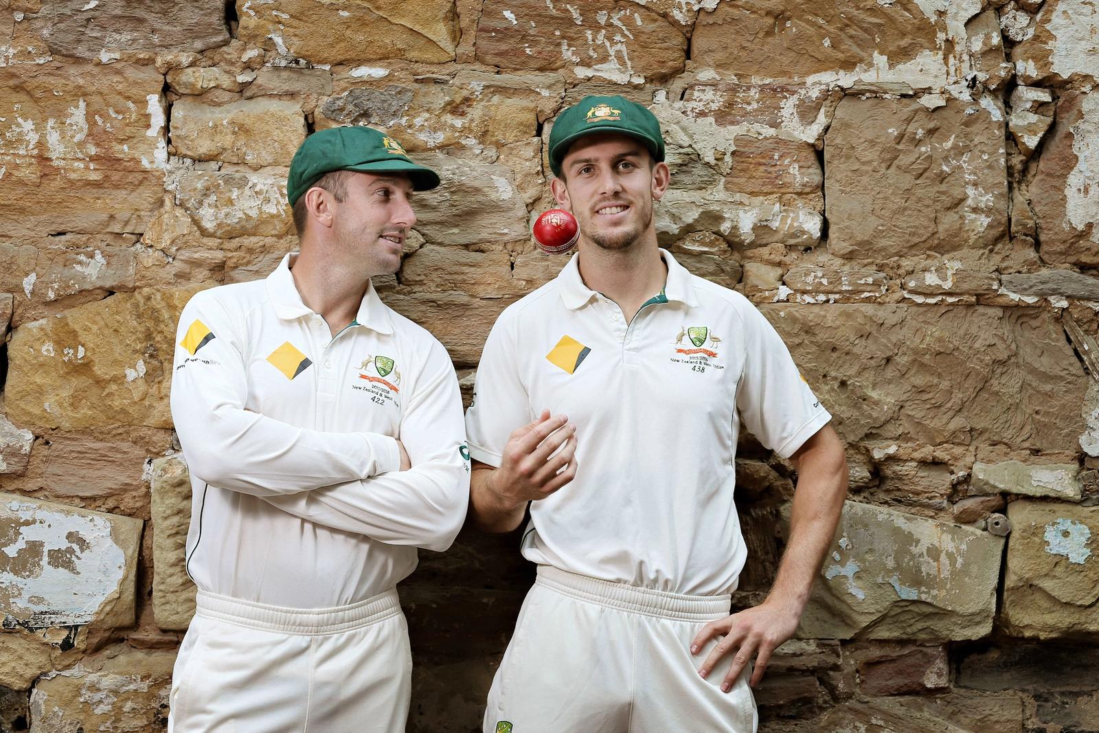 Australian cricket players Shaun and Mitchell Marsh at a local cafe in Hobart A