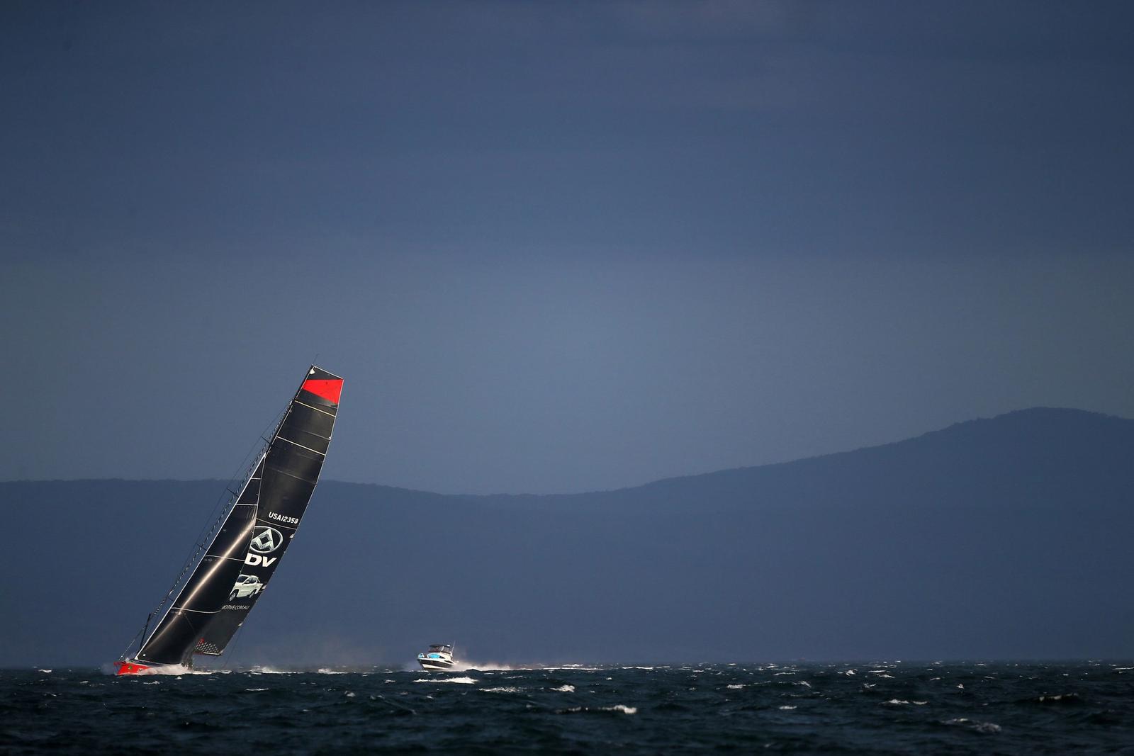 LDV Comanche sails across Storm Bay in Tasmania during the 2017 Rolex Sydney to