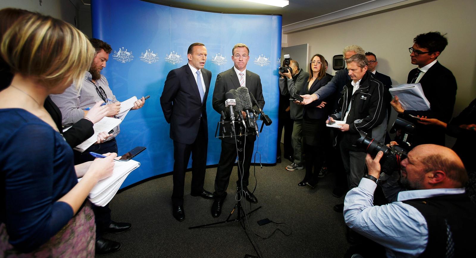 Prime Minister Tony Abbott with Premier of Tasmania Will Hodgmen