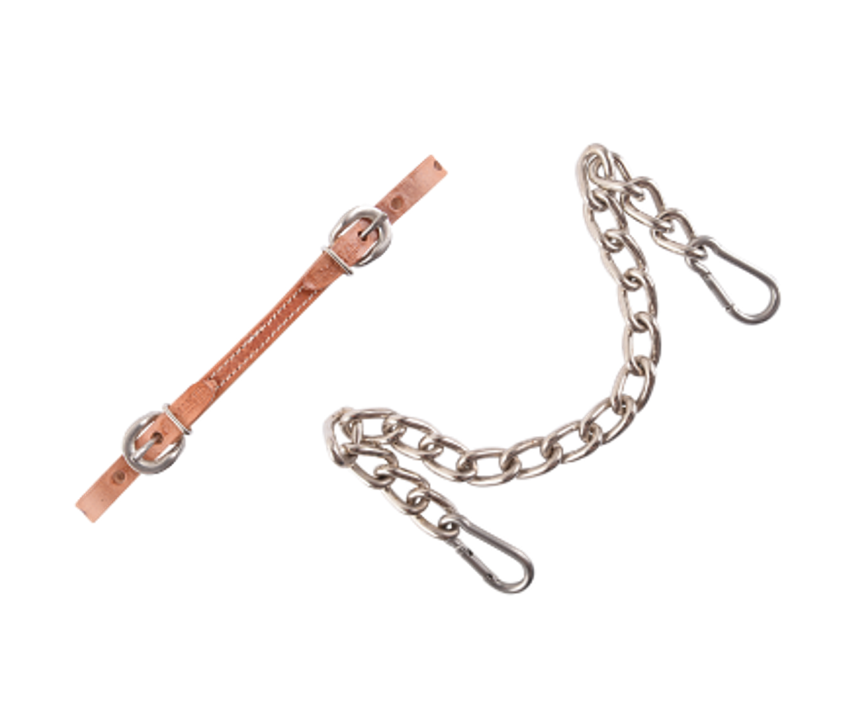 Martin Saddlery Cowhorse Curb Strap and Stainless Steel Curb Chain with Spring Snaps