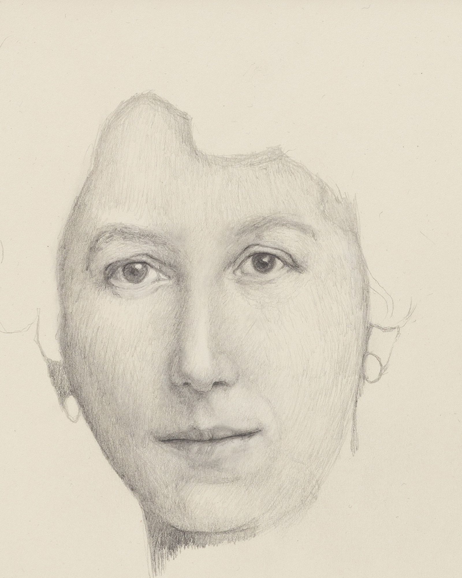 Detailed pencil sketch of a woman's partial face with expressive eyes and soft features.