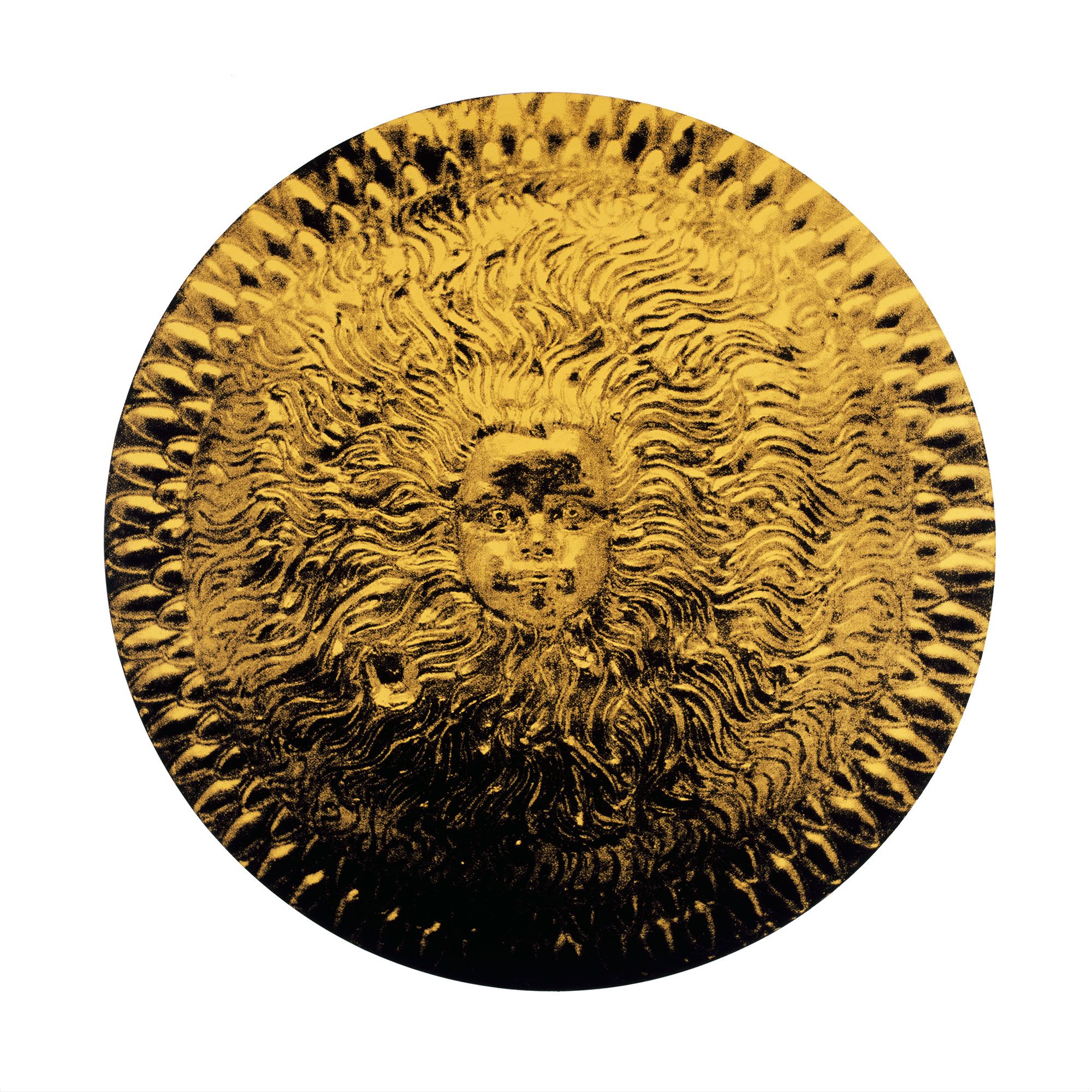 Child face in centre of shield in gold.