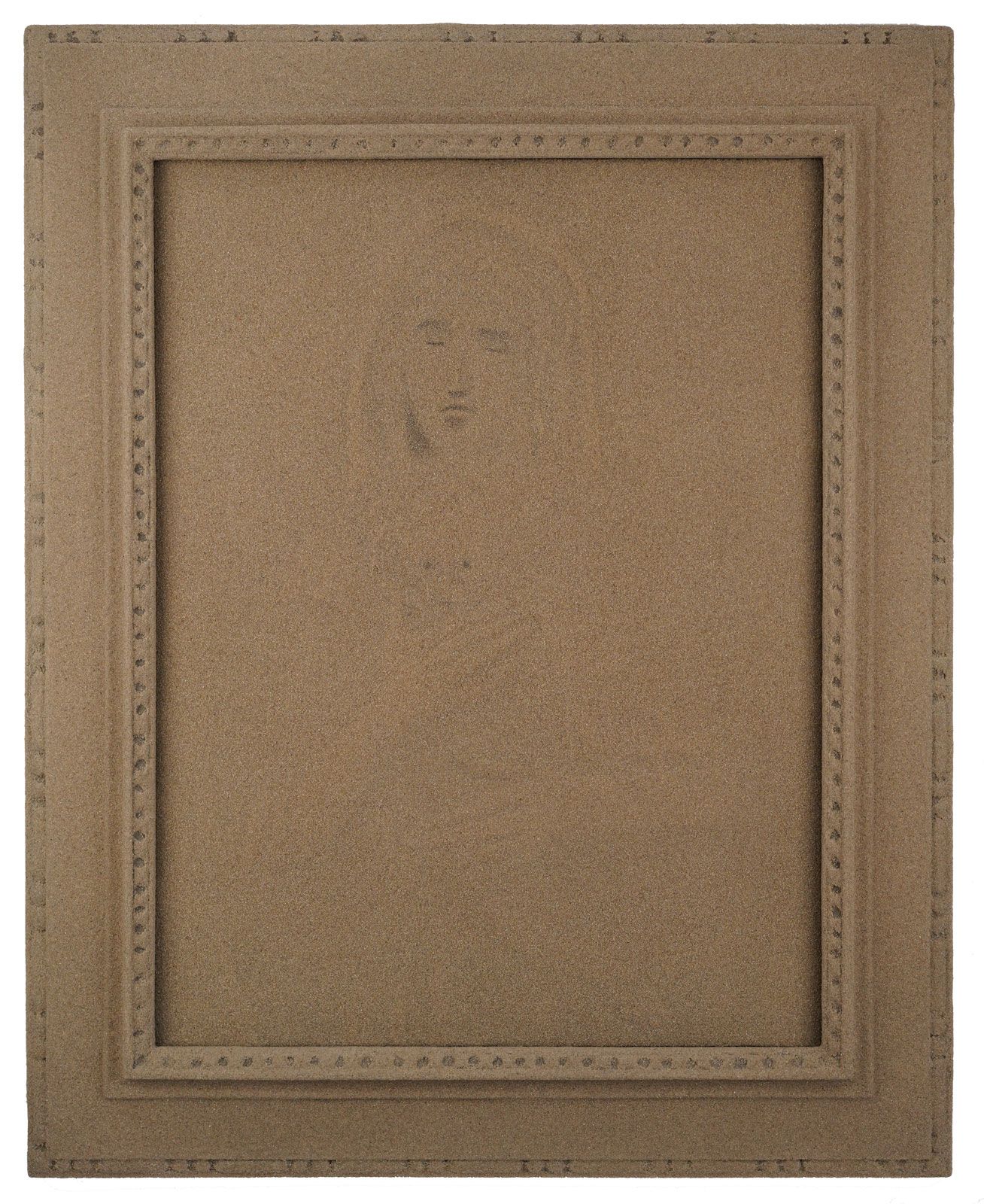 Faded Madonna and child painted in sand by British artist Mark Alexander.