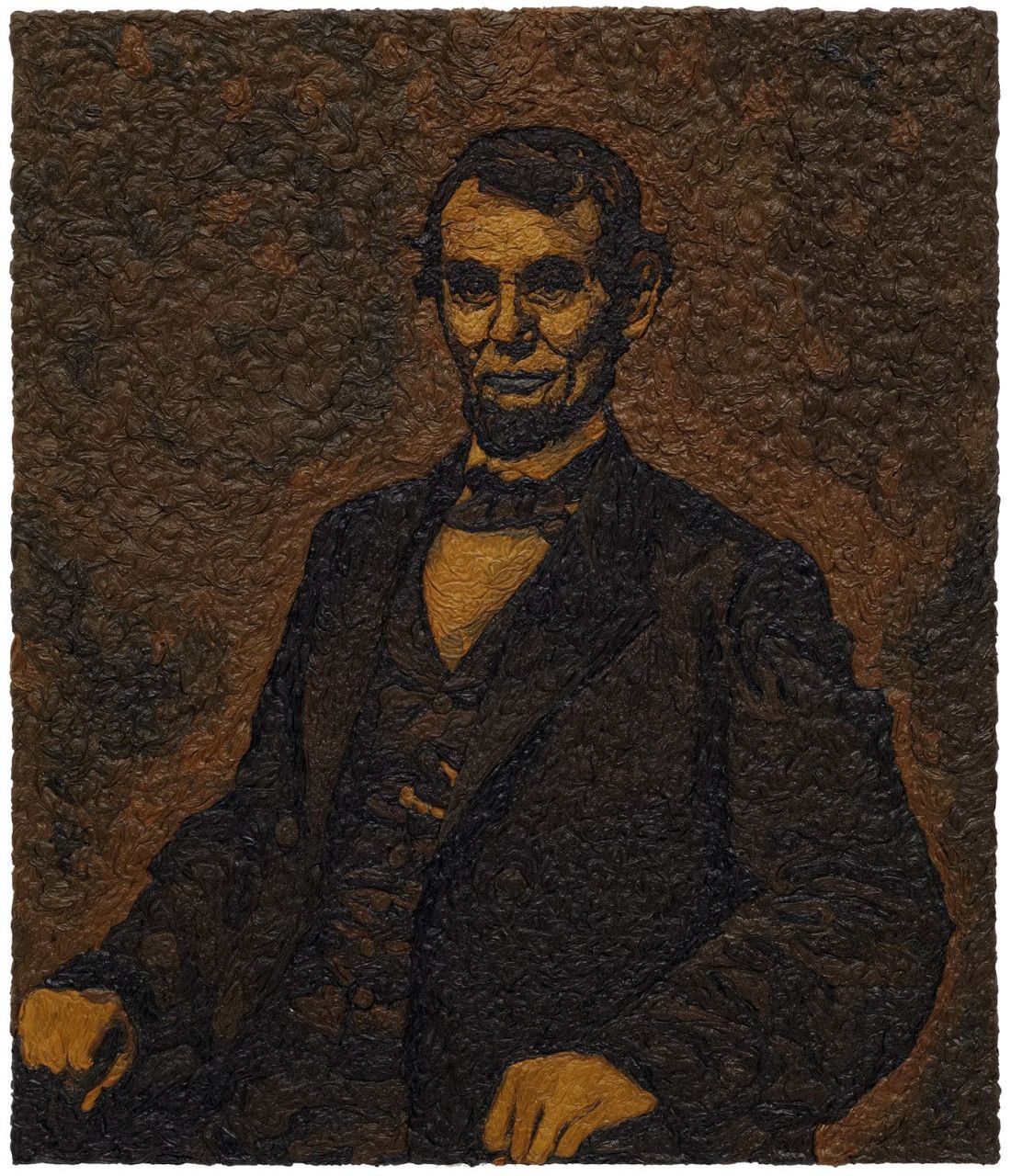 Reinvention of famous Abraham Lincoln image by Mark Alexander using thick dark oil paints.