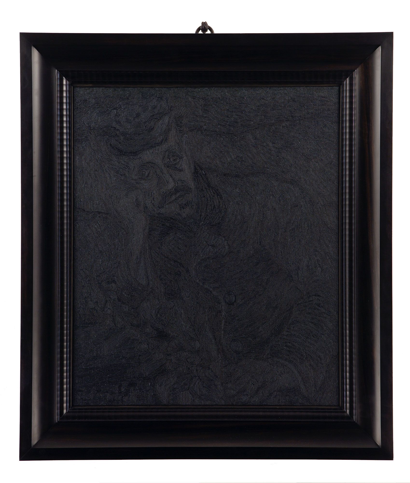 A soulful reinvention of Van Gogh's Dr Gachet painting in black oil paint by Mark Alexander - Version X.