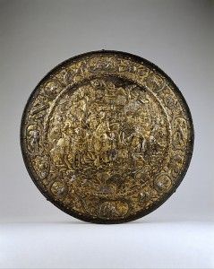Ancient bronze Greek battle shield.