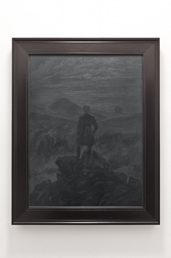 Framed oil painting by Mark Alexander in dark colors based on Caspar David.