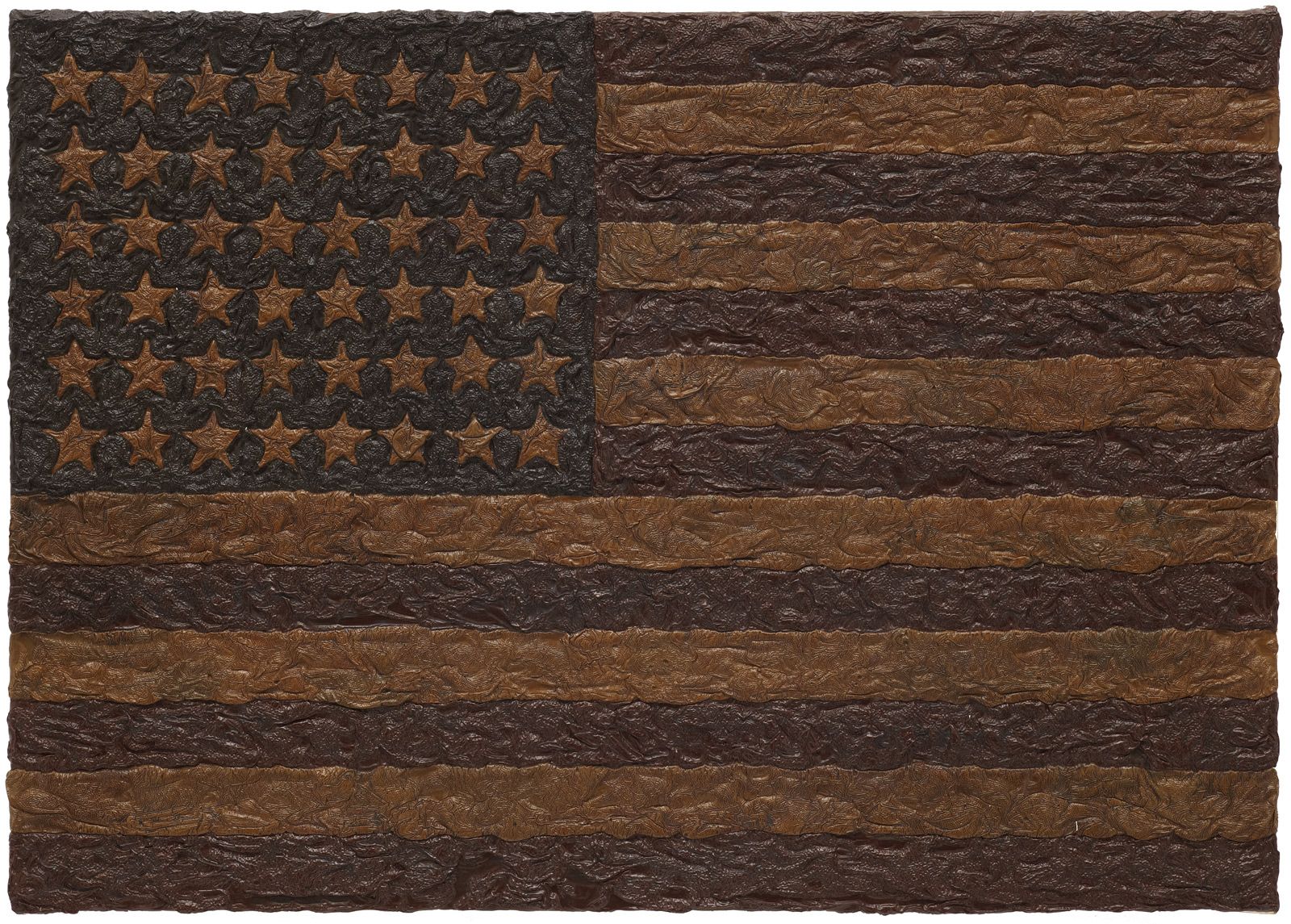  Oil painting of the 1959 US flag re-invented in thick oil paints. Heavily wrinkled.