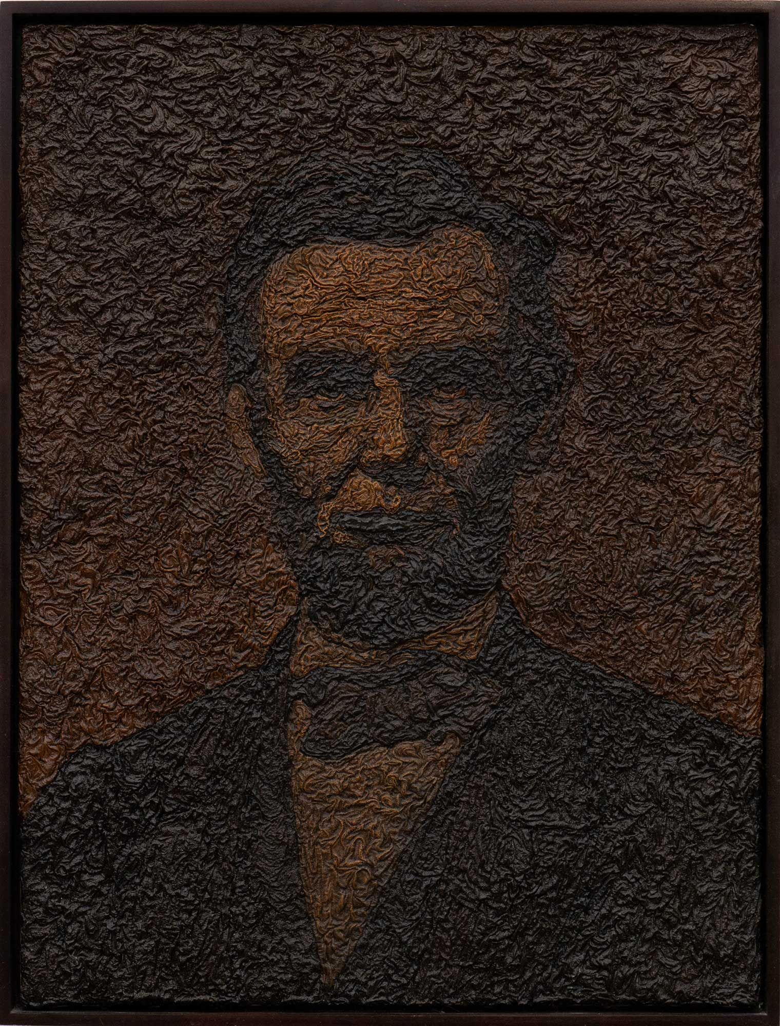 Reinvention of famous Abraham Lincoln image by Mark Alexander using thick and dark oil paints.