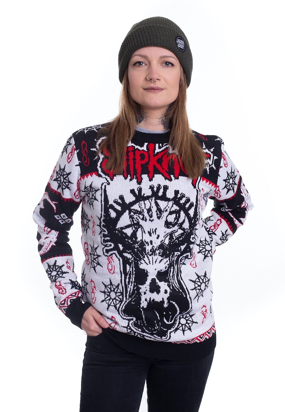 Skull White Winter Knit Jumper