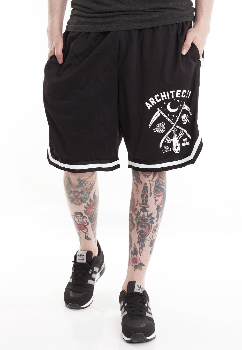 No Light Striped Zip Shorts