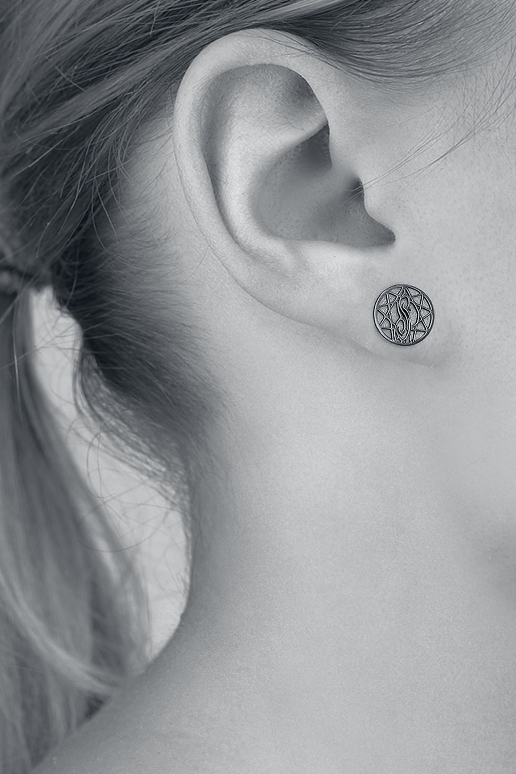 Nonagram Logo Ear Stud