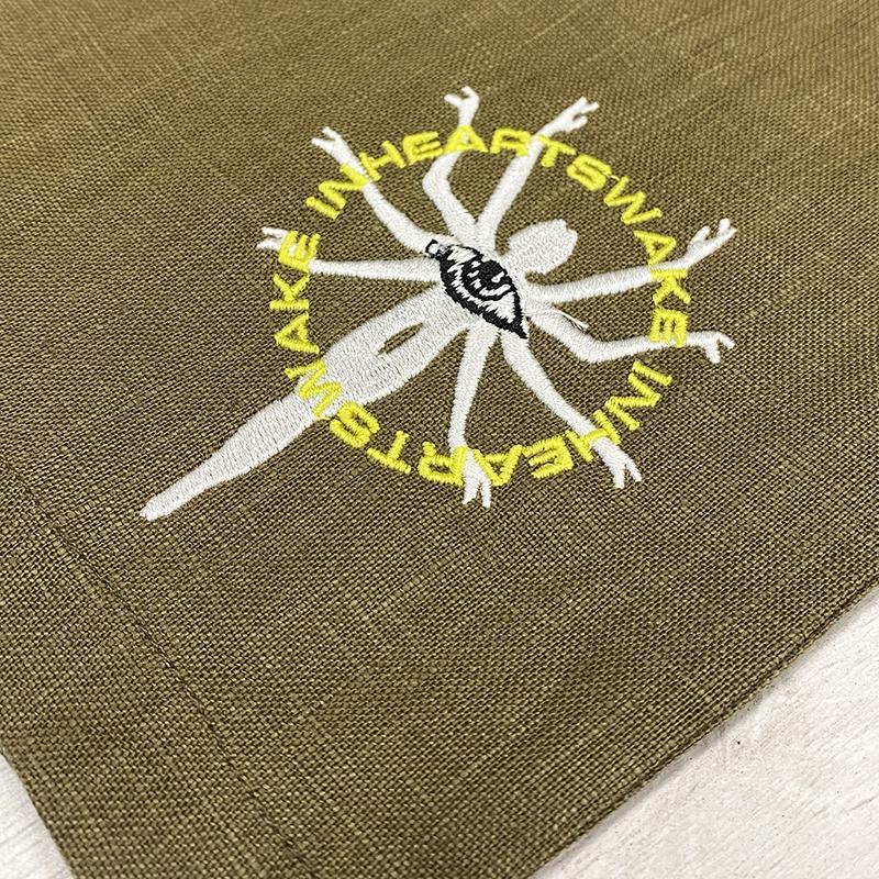 Embroidered Hemp Khaki Shorts