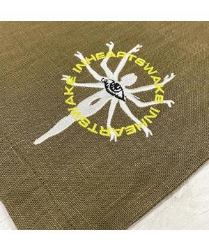 Embroidered Hemp Khaki Shorts