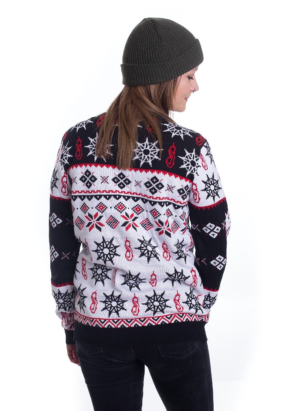 Skull White Winter Knit Jumper