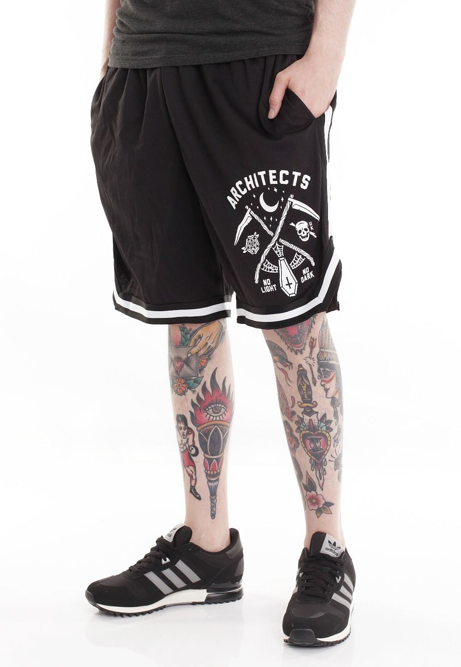 No Light Striped Zip Shorts