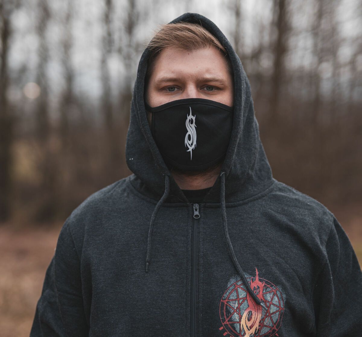 Black and White S Logo Face Mask