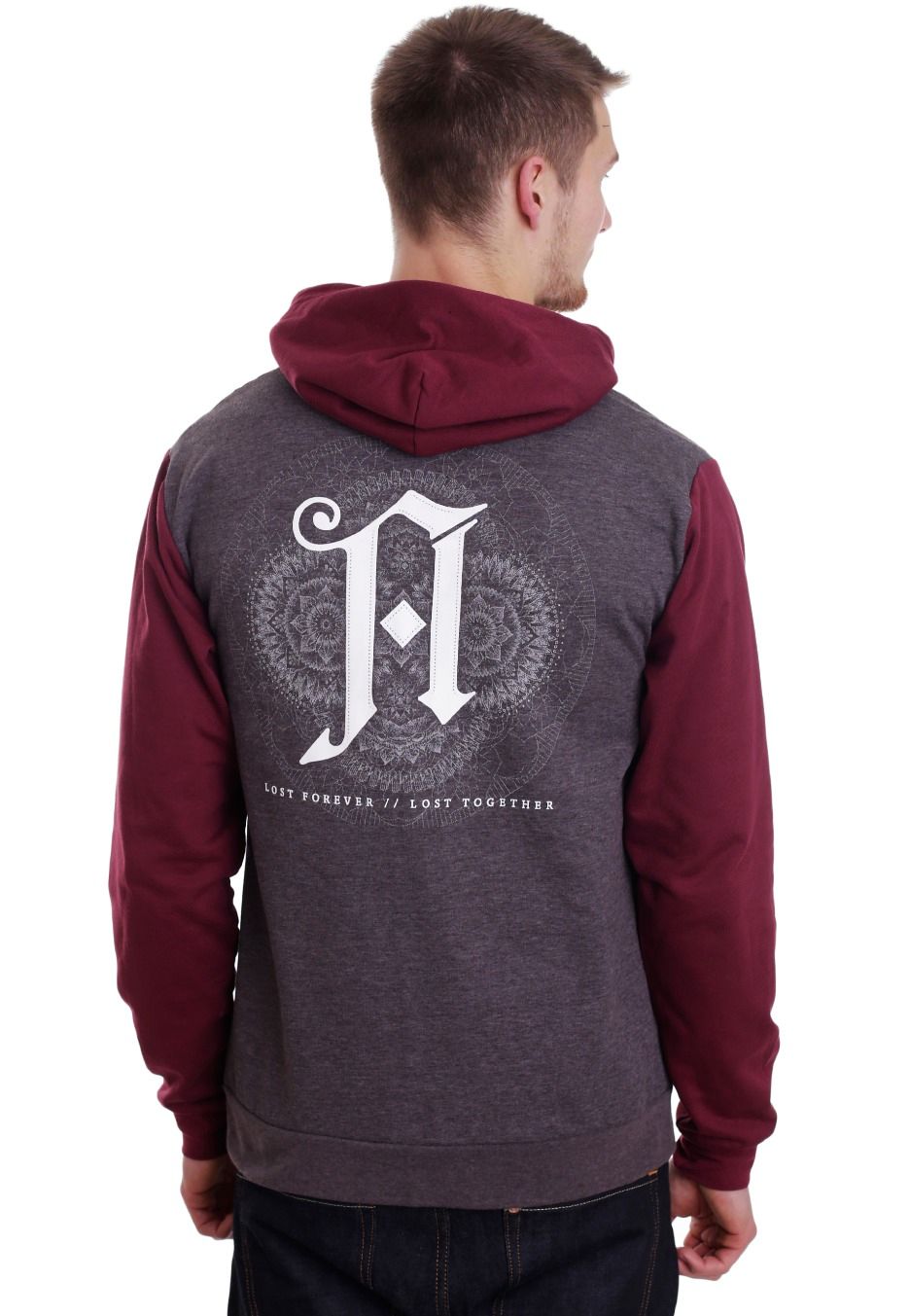 Lost Forever Charcoal/Burgundy Zip Hoodie