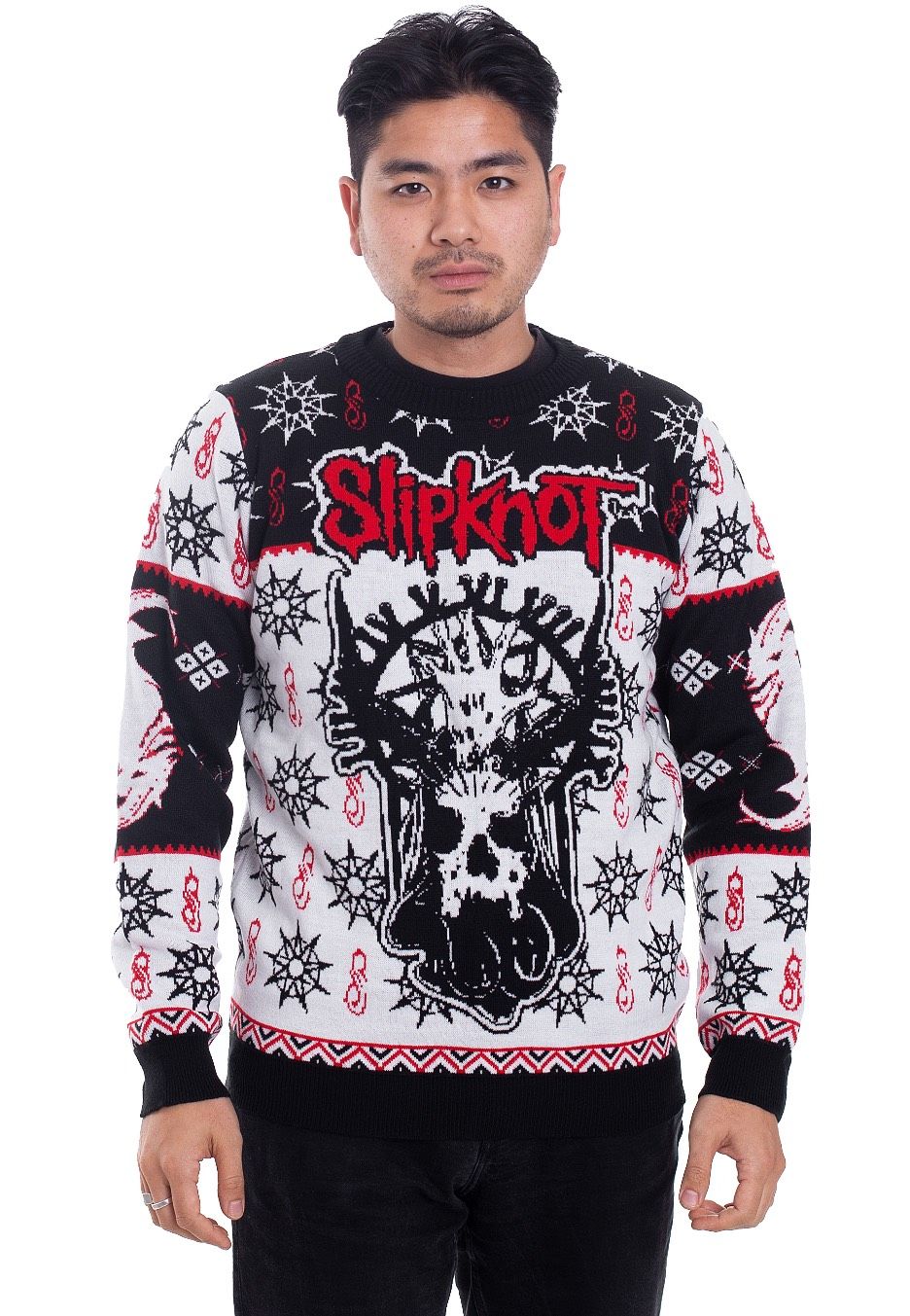 Skull White Winter Knit Jumper