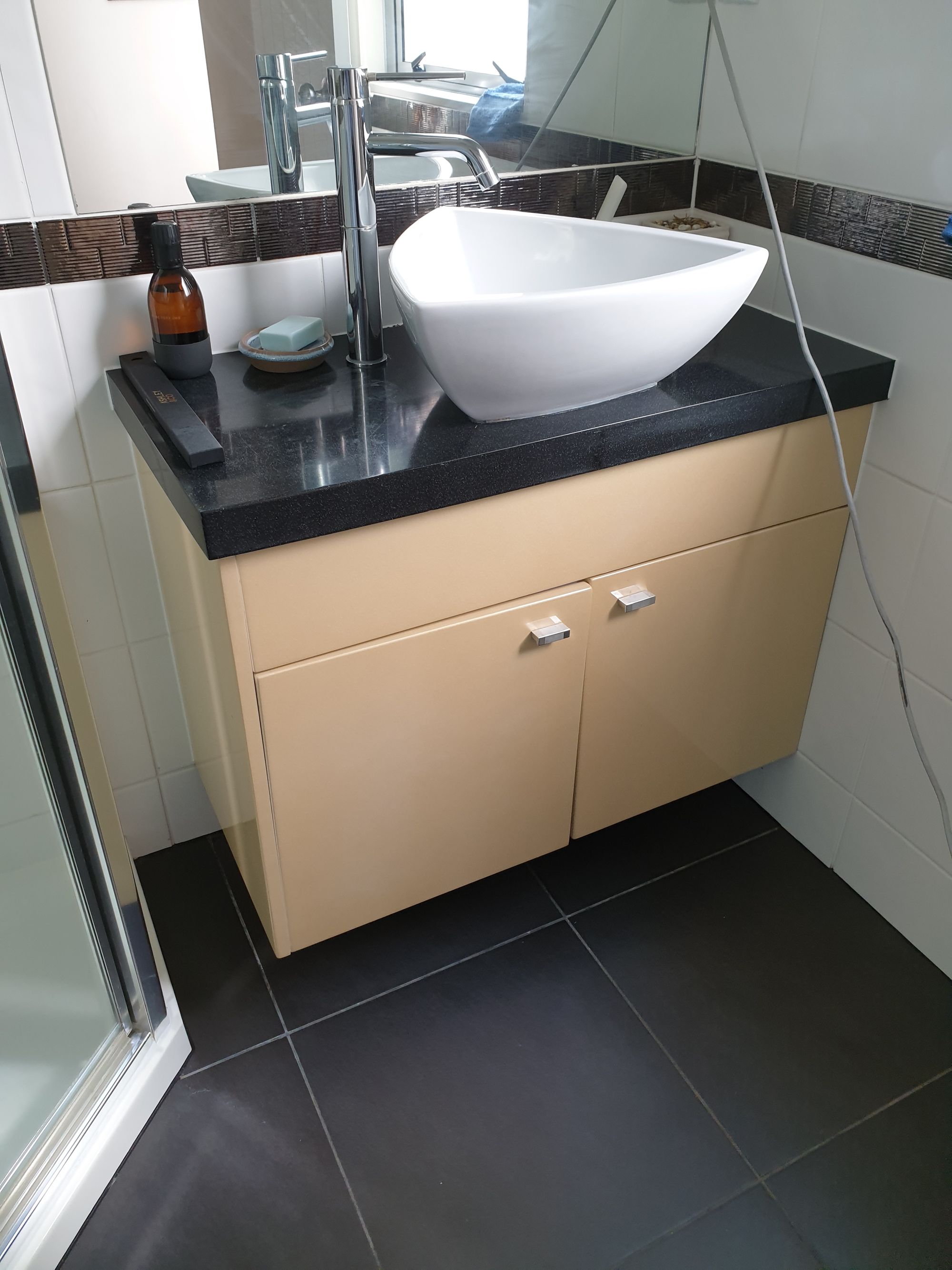 Bathroom vanity restoration before