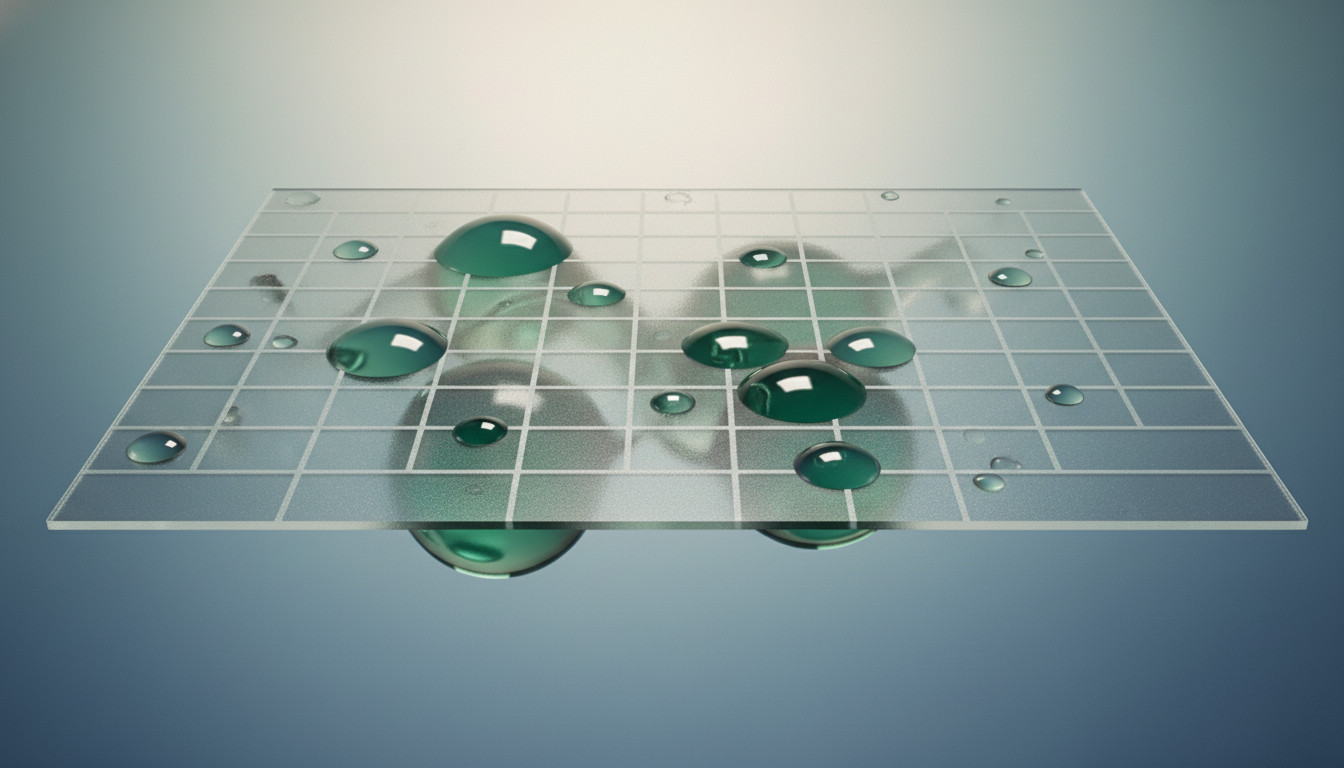 image of water droplets being obscured by a glass panel